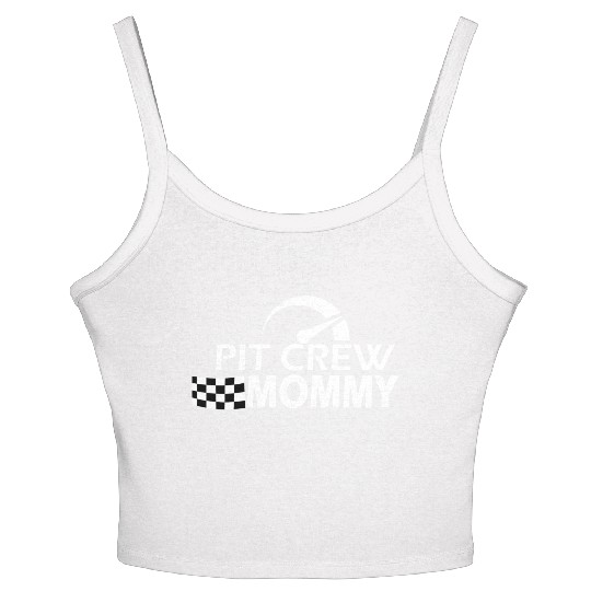 Pit Crew Mommy Race Car Birthday Party Family Gift Women's Spaghetti Strap Tank Top