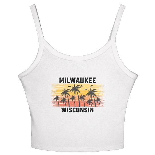 Milwaukee Wisconsin Summer Retro VIntage Vacation Women's Spaghetti Strap Tank Top