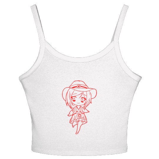 Bohemian Aesthetic Japanese Anime Girl Chibi Women's Spaghetti Strap Tank Top
