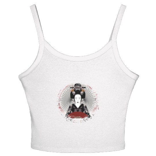 Geisha, traditional digital art, Japan Women's Spaghetti Strap Tank Top