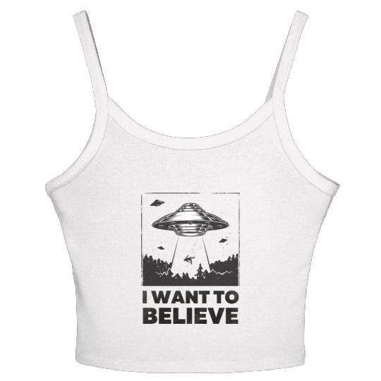 I Want To Believe Aliens UFO Area 51 Roswell Women's Spaghetti Strap Tank Top