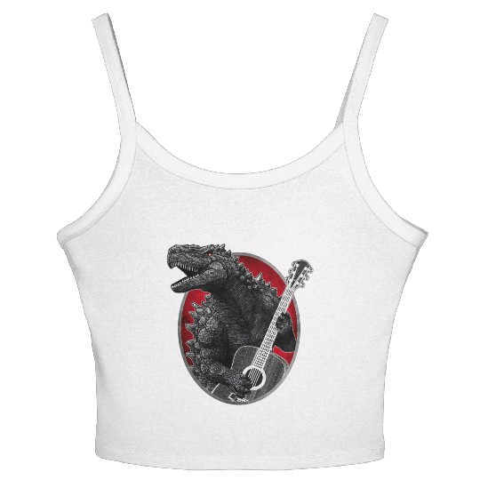 Kaiju playing guitar Women's Spaghetti Strap Tank Top