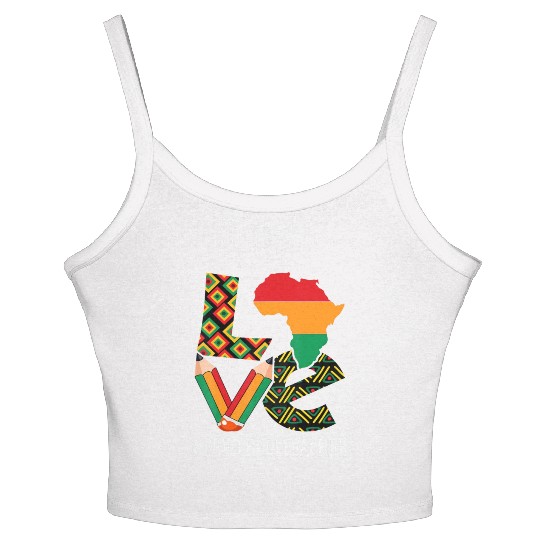 Preschool Teacher Love African American Women's Spaghetti Strap Tank Top