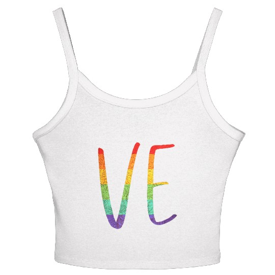 LGBT Pride Love LO VE Lesbian Couple Matching Love Women's Spaghetti Strap Tank Top