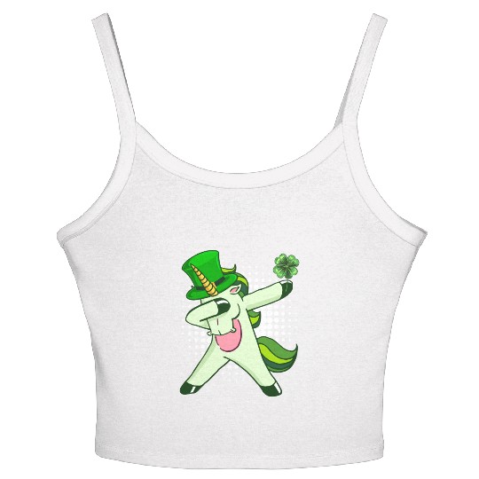 Dabbing unicorn shamrock St. Patrick's Day Women's Spaghetti Strap Tank Top