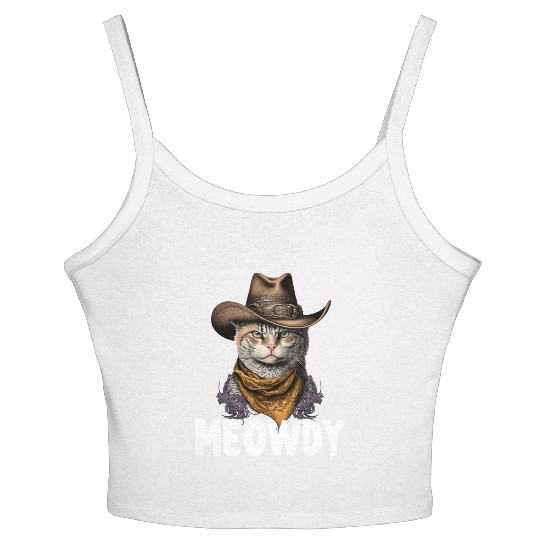 Meowdy Cat Meme Country Meow Howdy Funny Women's Spaghetti Strap Tank Top