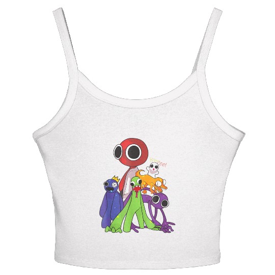 Rainbow Friends blue red orange green Women's Spaghetti Strap Tank Top