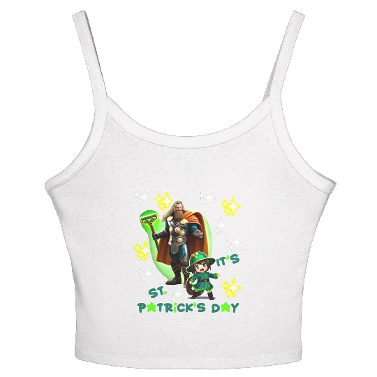 Kids St. Patrick's Day Shamrock "Thor, anime" Women's Spaghetti Strap Tank Top