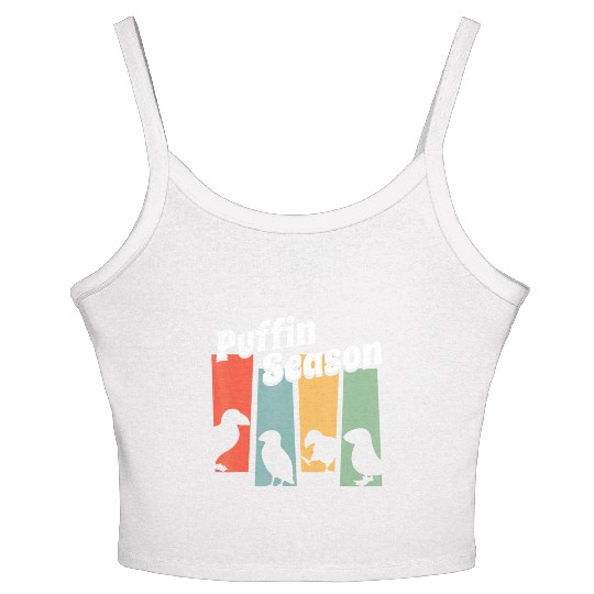 Funny Puffin Season Retro Vintage Puffin Lover Women's Spaghetti Strap Tank Top
