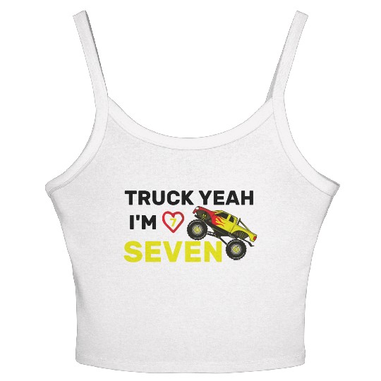 Truck Yeah I'm Seven Birthday Women's Spaghetti Strap Tank Top, 7th Birthday