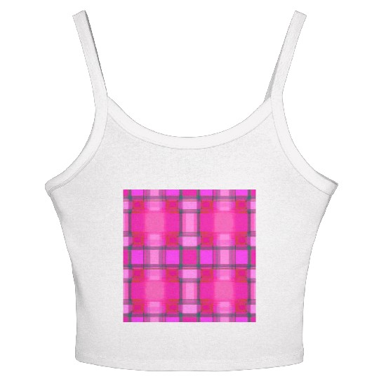 Tartan Pattern in Pink Delicate and Beautiful T-Sh Women's Spaghetti Strap Tank Top