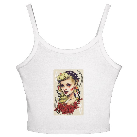 Rockabilly 50s Pin Up Zombie Psychobilly Ace Card Women's Spaghetti Strap Tank Top