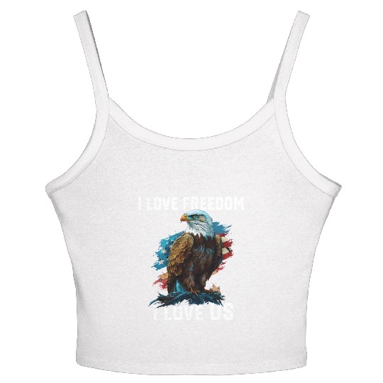 I Love Freedom I Love US American Bald Eagle Women's Spaghetti Strap Tank Top