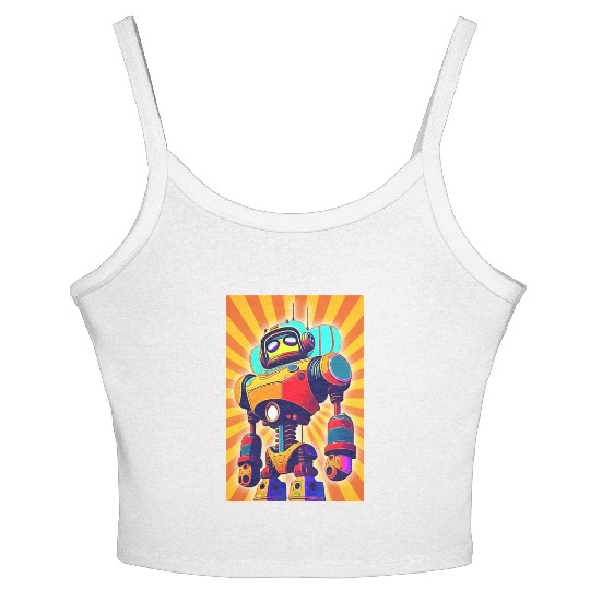 super hero cartoon iron man robot Women's Spaghetti Strap Tank Top