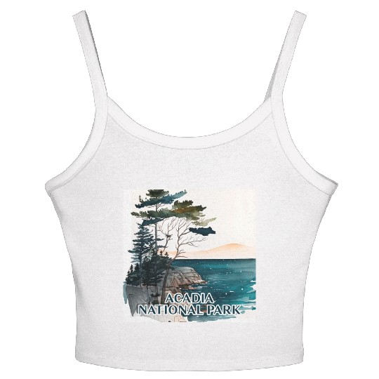 Acadia National Park Watercolor Women's Spaghetti Strap Tank Top