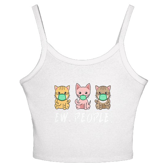 Ew People Cute Cat Wear Face Mask Kitten lovers Qu Women's Spaghetti Strap Tank Top