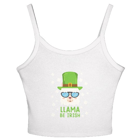 LLama be Irish Lama Alpaca St. Patrick's Day Women's Spaghetti Strap Tank Top