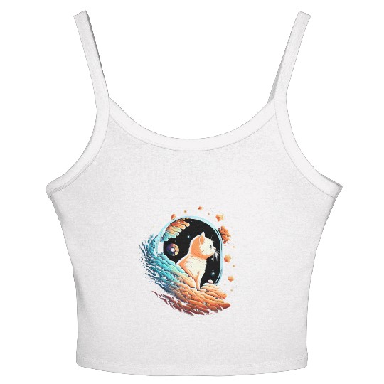 Astronaut Cat Space Cat on Galaxy Cat Lover Women's Spaghetti Strap Tank Top
