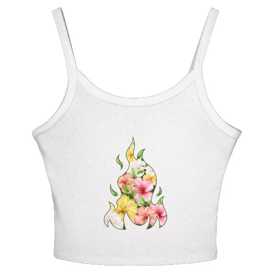 Coconut Girl Aesthetic Hibiscus Flame Women's Spaghetti Strap Tank Top