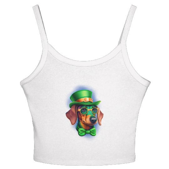 St. Patricks Day Dachshund Wiener Dog Shamrock Women's Spaghetti Strap Tank Top
