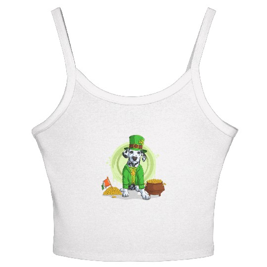 Dalmatian Puppy, Irish Flag, Gold, Shamrock Dog St Women's Spaghetti Strap Tank Top