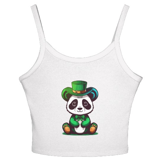 st patricks day - cute panda Women's Spaghetti Strap Tank Top