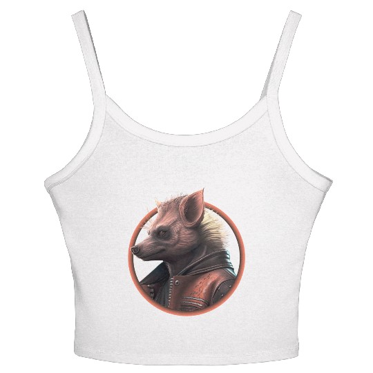 Punk hyena with leather jacket Women's Spaghetti Strap Tank Top