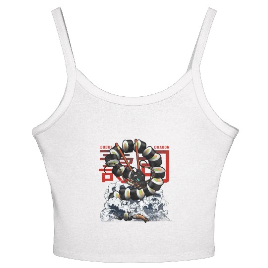 Great Sushi Dragon Japanese Food Sushi Lover Pun Women's Spaghetti Strap Tank Top