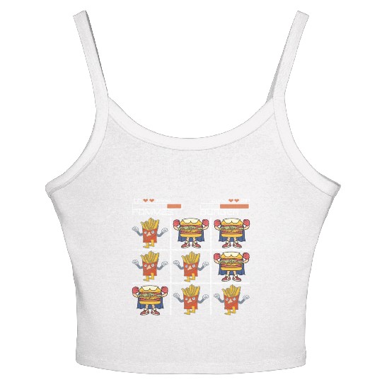 Tic Tac Toe French Fries Chips vs. Burger Women's Spaghetti Strap Tank Top