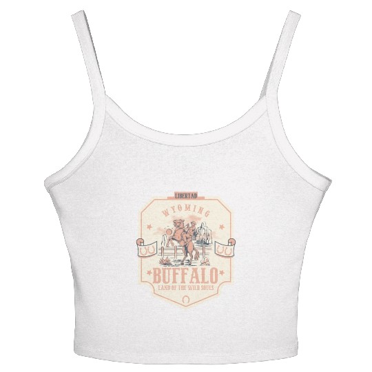 buffalo wyoming wild west town Women's Spaghetti Strap Tank Top