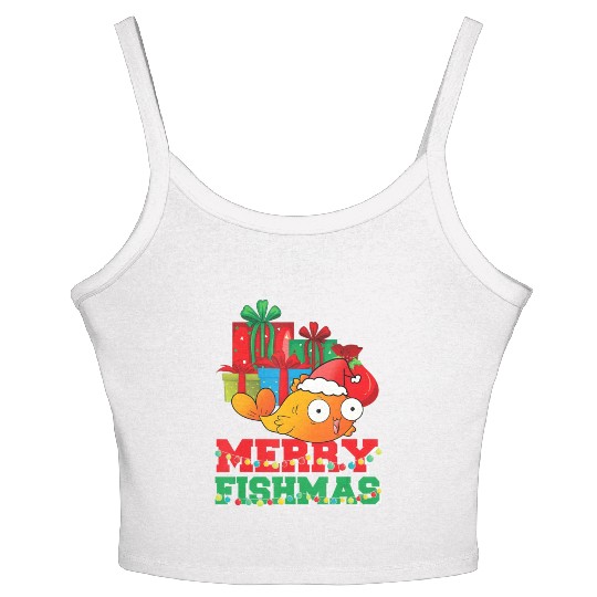 Merry Fishmas Christmas Fish Lover Fisherman Ugly Women's Spaghetti Strap Tank Top