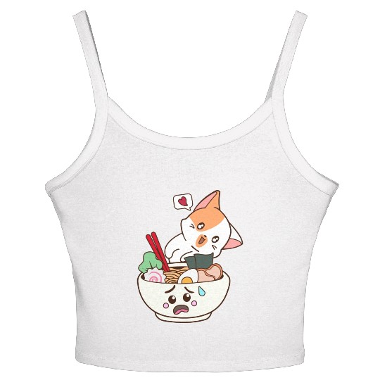 The Cat Love Ramen Women's Spaghetti Strap Tank Top