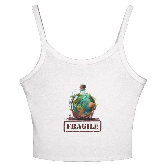 Fragile , Earth Day 2023 Planet Anniversary Women's Spaghetti Strap Tank Top