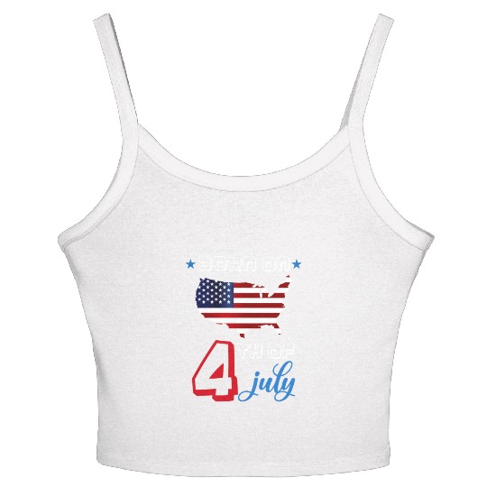 USA Born on 4th of July Women's Spaghetti Strap Tank Top