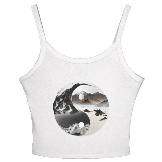 Ying Yang - mountains - beach Women's Spaghetti Strap Tank Top