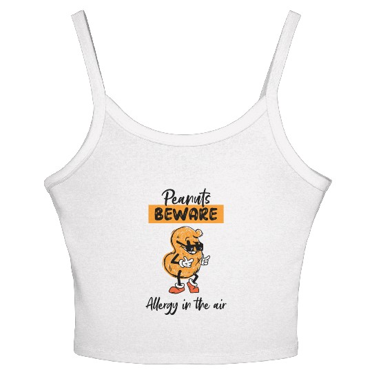 Peanuts Beware Allergy In The Air Peanut Allergic Women's Spaghetti Strap Tank Top