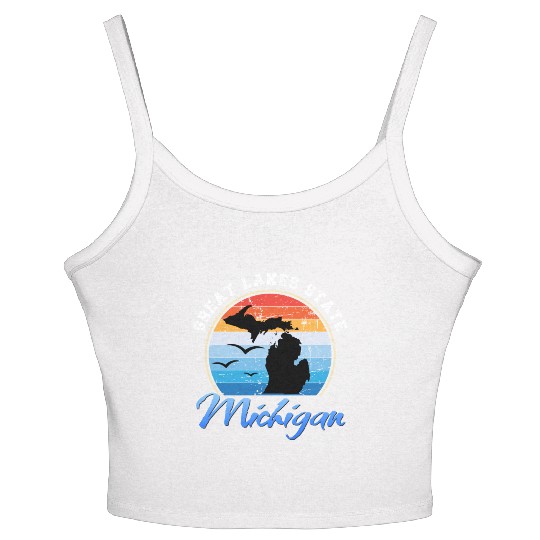 Michigan The Great Lakes State Women's Spaghetti Strap Tank Top