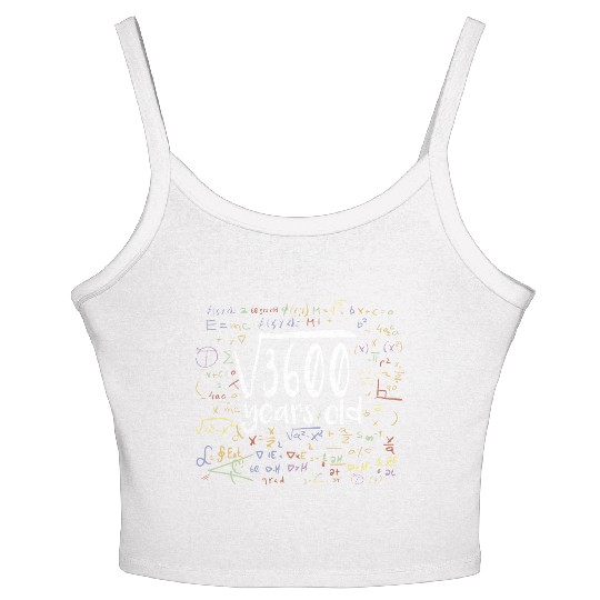 60th Birthday Square Root of 3600: 60 Years Old Women's Spaghetti Strap Tank Top