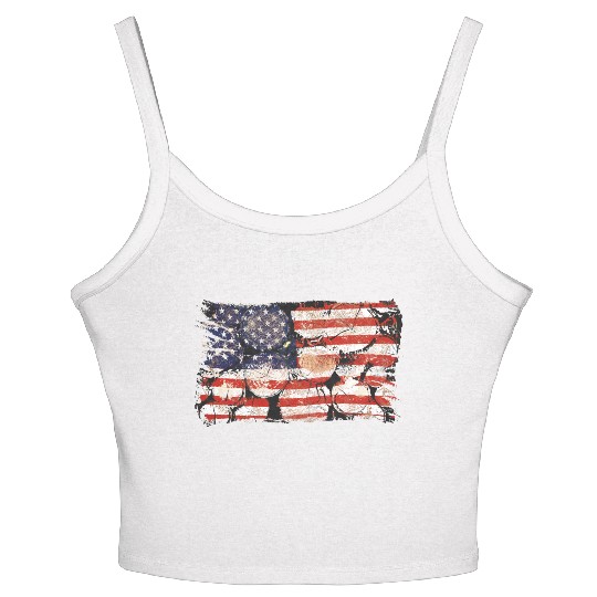 The Usa Flag Tree Trunks America Patriotism Women's Spaghetti Strap Tank Top