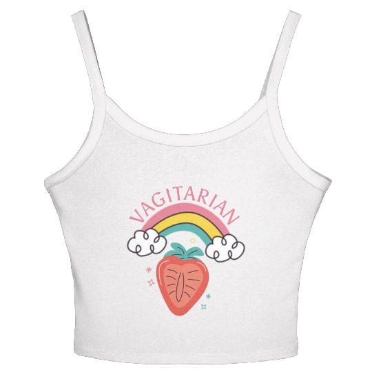 Vagitarian - Lesbians Humor Quote - Funny Vegan Women's Spaghetti Strap Tank Top