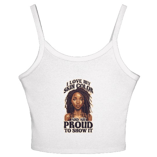 I Love My Skin Color Black Dreadlock Girl African Women's Spaghetti Strap Tank Top