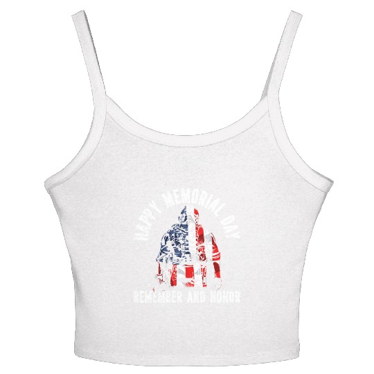 Patriotic Veteran USA Flag American Memorial Day Women's Spaghetti Strap Tank Top