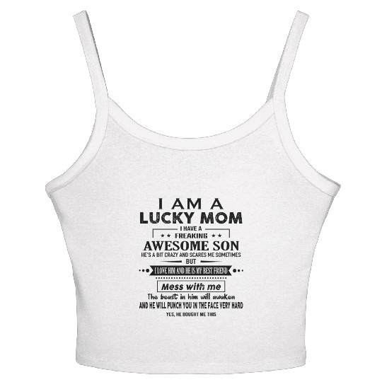I AM A LUCKY MOM I HAVE A FREAKING AWESOME SON 00 Women's Spaghetti Strap Tank Top