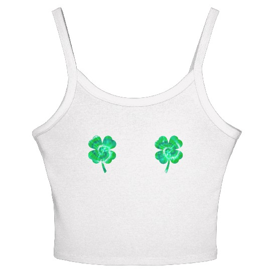 Shamrock Boobs Tie Dye Irish Boobies St Patricks Women's Spaghetti Strap Tank Top