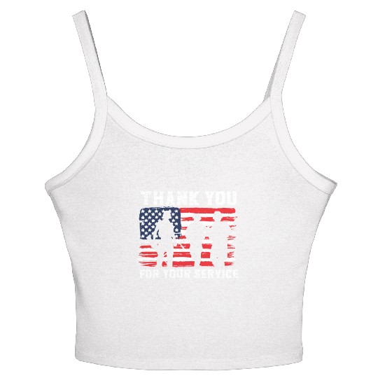 Patriotic Veteran USA Flag American Memorial Day Women's Spaghetti Strap Tank Top