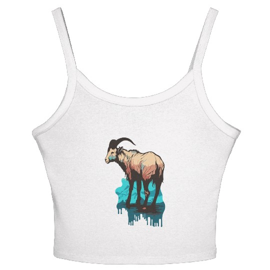 a mountain goat lives in the mountains Women's Spaghetti Strap Tank Top