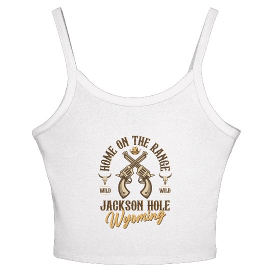 Jackson Hole Wyoming wild west town Women's Spaghetti Strap Tank Top