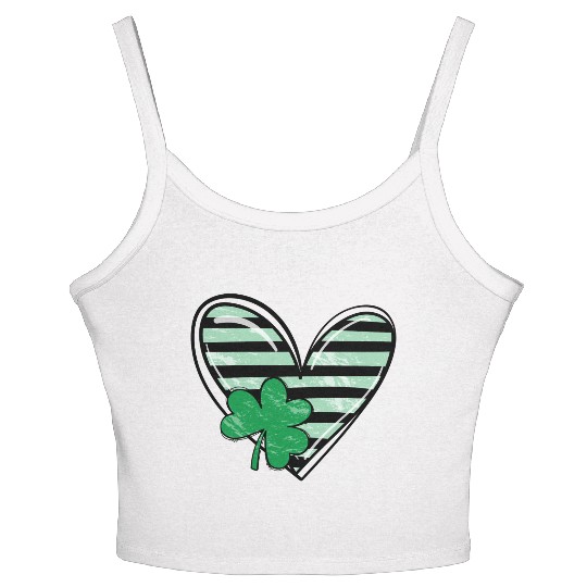 Heart St Patricks Day Shamrock Irish cute Shamrock Women's Spaghetti Strap Tank Top