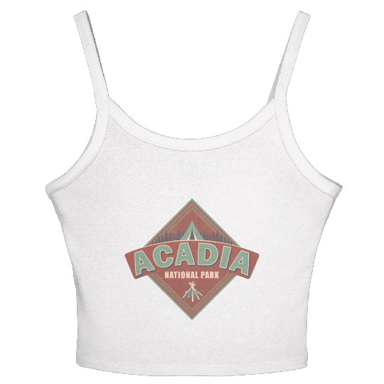 Acadia National Park Maine Vintage US Camping Women's Spaghetti Strap Tank Top
