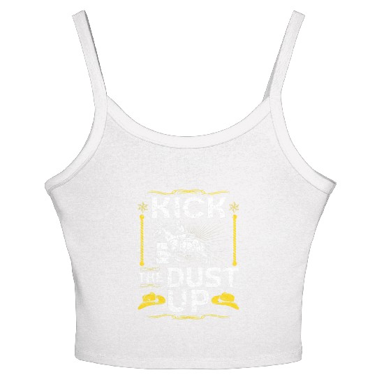 Barrel Racing Kick The Dust Up Rodeo Cowgirl Barr Women's Spaghetti Strap Tank Top